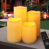 HOME MOST Pack of 4 Outdoor LED Pillar Candles Waterproof with Timer and Remote - Battery Operated LED Pillar Candles 3 Inch - Flickering Flameless Pillar Candles Unscented for Outside