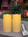 HOME MOST 2-Pack Cream LED Pillar Candles Outdoor IP64 Waterproof 2x4 2x5 2x6 - Wavy Edge LED Pillar Candles Battery Powered with Timer and Remote - Warm White Unscented Flameless Candles Flickering