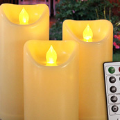 HOME MOST Set of 3 Waterproof Pillar LED Candles